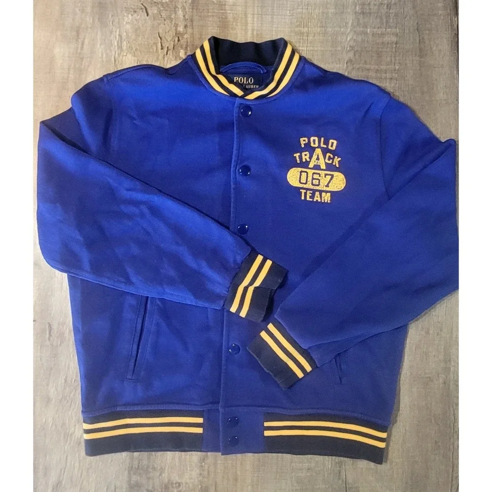Polo Ralph Lauren Youth Large 14-16‎ Logo Fleece Varsity Track Jacket Royal Blue